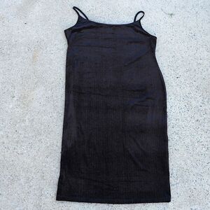 Shein Curve 4XL Black Velvet Glitter Slip Dress | Plus Size Cami Midi Bodycon